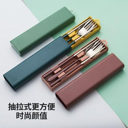 Portable tableware 304 stainless steel tableware chopsticks fork spoon tableware set childrens school travel tableware