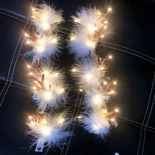 Christmas LED Light Headband Elk Ear Deer Reindeer Hair Band New Years Lightening Xmas Decoration Ornaments Navidad