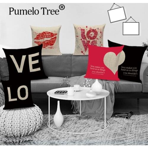 Romantic Black Love Decor Pillows Cover Valentines Day Cover for Pillow One Arrow Through Heart Party Decoration Cushion Case