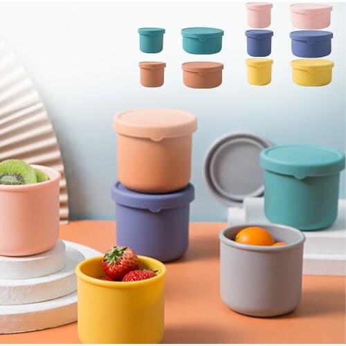 Silicone Fresh-Keeping Box With Lid Bento Lunch Box Fruit Salad Fresh-Keeping Bowl Modern Simple Sealed Round Storage Box