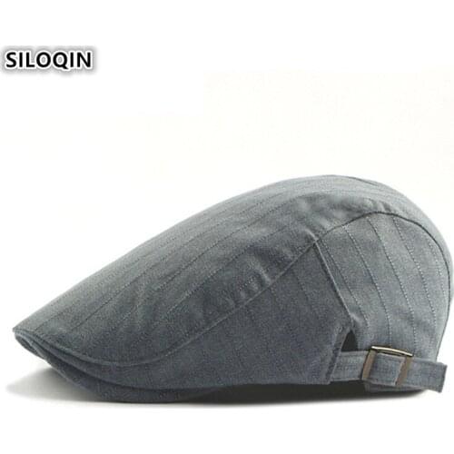 SILOQIN Mens Spring Autumn High Quality Cotton Berets Adjustable Size Snapback Simple Fashion Motion Tourism Tongue Cap Gorras