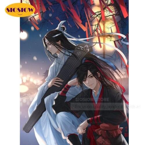 SIOSIOW 5d Diy Diamond Painting Mo Dao Zu Shi Wei Wuxian Lan Wangji Diamond Mosaic Embroidery Cartoon Cross Stitch Kit Full Set