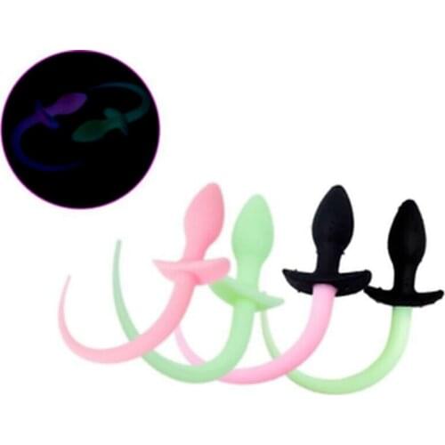 Luminous Silicone Dog Tail Slave Fetish Butt Stimulate Anal Plug BDSM Sex Toys for Man Woman Gay Flirt Backyard Toys Roleplay