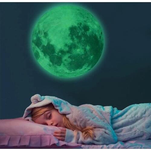 Creative 3D Luminous Moon Wall Stickers for Kids Room Living Room Baby Nursery Bedroom Decoration Home Decor Decals