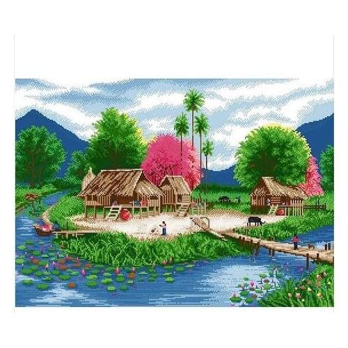 Embroidery Package Hot Sell Best Quality Cross Stitch Kits Spring Scenery Beside the Lake Free Shipping