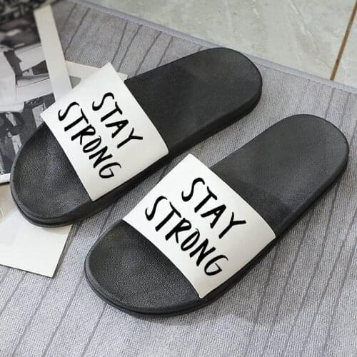 Women Shoes 2021 STAY STRONG Letter Fashion New Summer slippers Soft Flip Flops Shoes for Woman indoor slippers Home Sandals