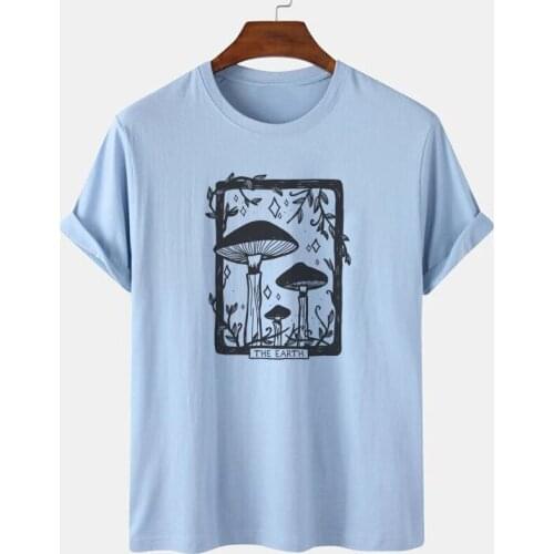 Kuakuayu HJN Mushroom Tarot Card Tshirt Vintage Aesthetic Short Sleeve Tshirt Plant Vegan Women Graphic Tees Cottagecore Clothes