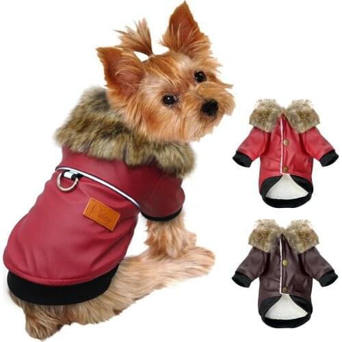 Winter Dog Coat Jacket Waterproof Leather Pet Dog Clothing For Small Medium Large Dogs French Bulldog Chihuahua Yorkies Clothing