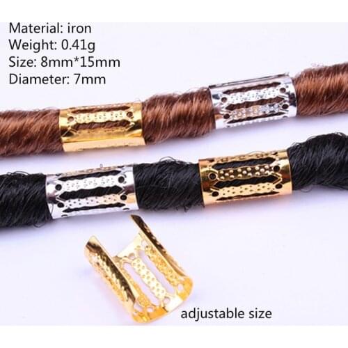 10 Pcs/Lot Mix Silver Golden Plated Hair Braid Dread Dreadlock Beads Adjustable Cuff Clip 8mm Clip Metal Tube Lock