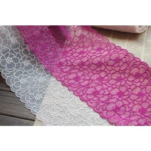 2 Yards Embroidered Lace Trim Tulle Lace Trim Floral Embroidered Lace 8.26 Inches Wide