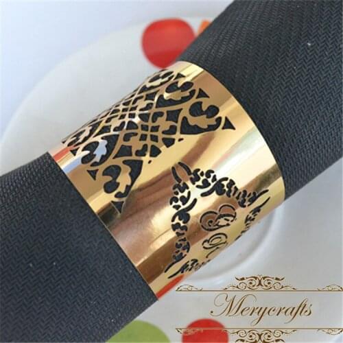 300 pieces/lot metallic paper party supplies filigree lase cut towel rings wedding