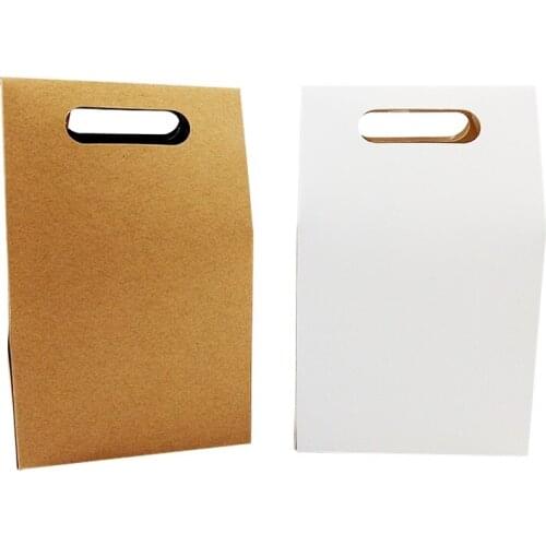 40pcs/lot Gift Cookies Decoration Kraft Paper Candy Packing Box With Handle 10*15*6cm Biscuits Package Bags Wedding Party Favors