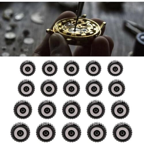 5Pcs Watch Crown Parts Stable Flat Holes Durable Carry Easily Watch Crown Spare Parts for Professional Watch Repairer