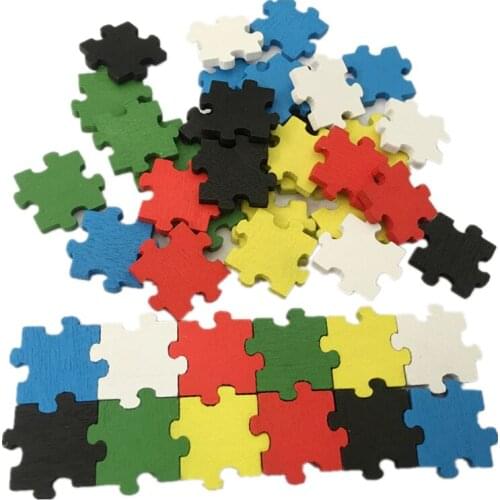 50pcs Blank Puzzle Colorful Wood Puzzle Wooden Jigsaw Puzzles for DIY Pre-school Magination Intellectual Educational Toy for Kid