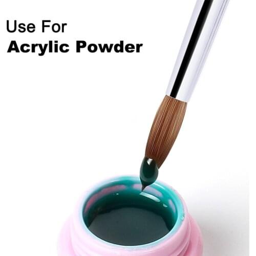 7 Sizes Nail Art Brush for Acrylic Powder 100% Nylon Manicure Acrylic Nails Round Nail Art Brush With Liquid Glitter Handle