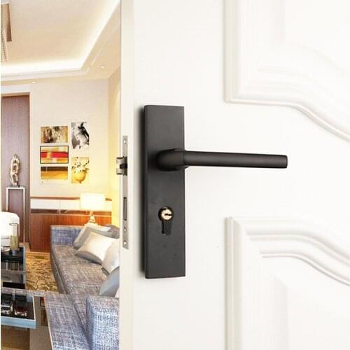 Alumina black square indoor one-piece lock bedroom bathroom wooden door universal lock hardware accessories bathroom door