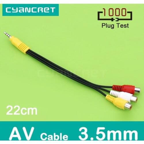 AV Cable 3.5mm Jack to 3 RCA Male to Female 22cm Audio Video Cable for Set Top Box TV Monitor Projector VCD DVD MP4 Player