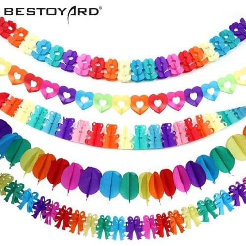 BESTOYARD Colorful Love Heart Banner Paper Party Garland ValentineS Day Wedding Birthday Party Hanging Decoration Supplies