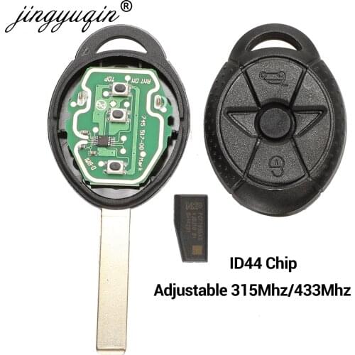Jingyuqin Replacement EWS Remote Key 2 Button 433MHz/ 315MHz ID44 Chip for BMW Old Mini Cooper S R50 R53