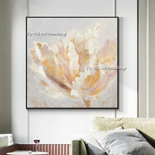 Large Size Pictures 100% Handmade Abstract Flower Oil Painting Beautiful Plant Canvas for Room Kitch Decoration As A Gift