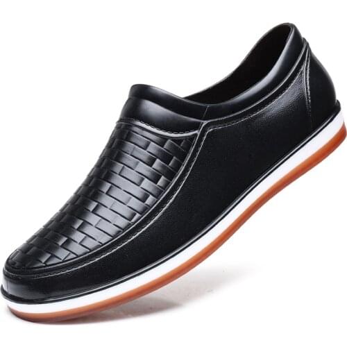 Fashion Mens Rain Shoes Male Low-top Boots Kitchen Work Shoes Waterproof Shoes Mens Durable Washing Car Boots Black/Navy/Brown