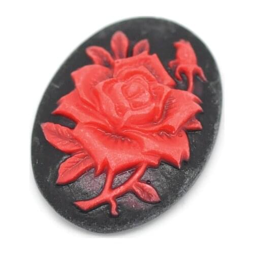 20Pcs Red Flower Resin Beads Decoration Crafts Flatback Cabochon Scrapbooking Fit Phone Embellishments Diy Accessories