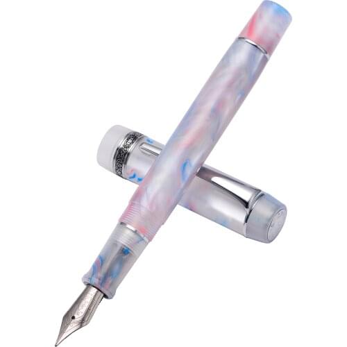Kaigelu 316A Celluloid Fountain Pen, Beautiful Pink-White Iridium EF/F/M Nib Writing Ink Pen Office Business School Gift Pen