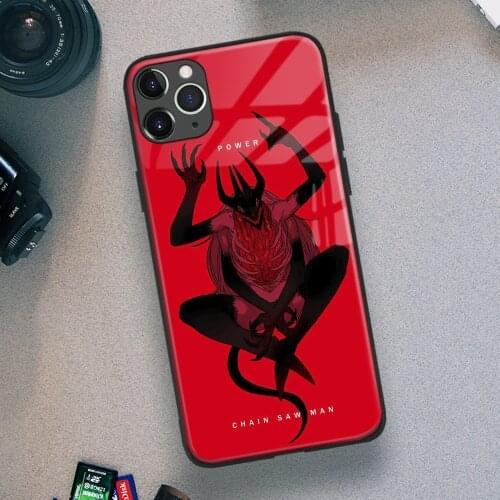 Power Chainsaw Man Manga Anime Soft TPU Glass Phone Case for IPhone SE 6s 7 8 Plus X Xr Xs 11 12 Mini Pro Max Samsung Redmi