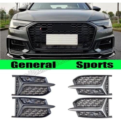 For Audi A6 2019 19 2020 20 2021 2pcs Black Silver Daytime Running Light Grill Front Fog Lamp Cover Grilles