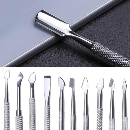 Two-headed nail cuticles push spoon stainless steel UV GEL Polish remove dead skin clipper manicure tool