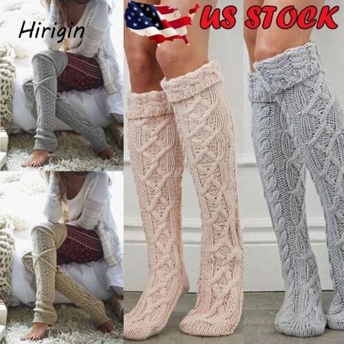 Women Knitted Sexy Stocking Female Keep Warm Thigh High Over The Knee Socks Fashion Ladies Solid Colors Stocking 4 Colors 1 Pair