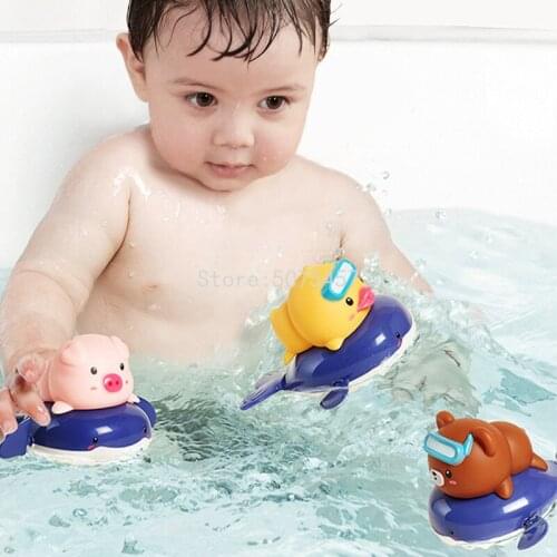 Bath Toys Animal Cute Cartoon Pig Duck Bear Baby Water Toy Infant Swim Chain Clockwork Toys For Kids Shower Toys For Children