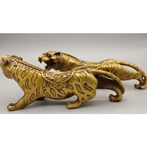 China brass gold money leopard crafts statue A pair