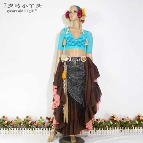 Lace Belly Dance Top Ats Tribal Choli Drop Short Sleeve Womens Costume BB06 10