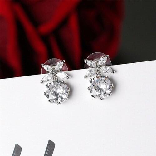 Zircon Flower Stud Earrings For Women Brincos Gift Boucle D'oreille Oorbellen Zircon Crystal Stud Earrings