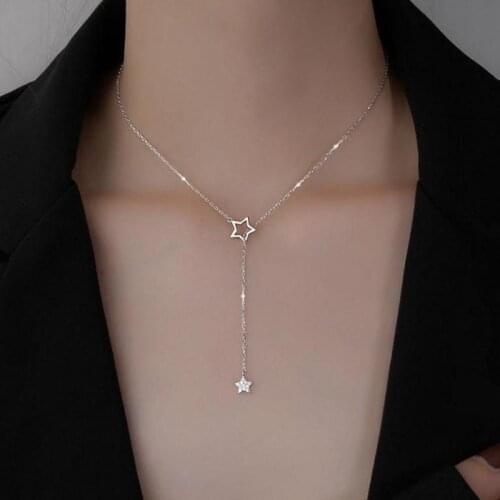 Fashion Y Shaped Gold Or Sliver Plated Star Lariat Style Necklace Women Multi Layer Necklace Rhinestone Long Pendant Necklaces