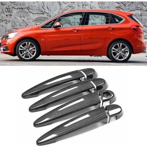 Auto Exterior Carbon Fiber Made Door Handle Cover Sticker Decorations Overlay Trim For BMW 2 Series F22 F23 2014-15