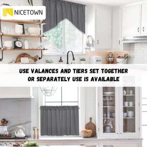 NICETOWN 4pc Valance Waterproof Blackout Curtain for Kitchen Living Room Japanese Home Decor Drapes Rod Pocket 5colors