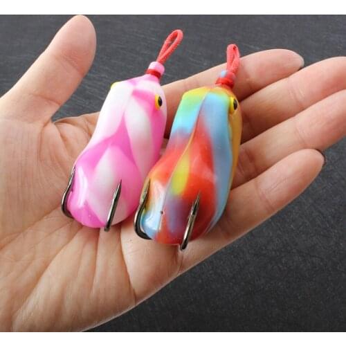 New High Quality 5 Colors product 5pcs 6cm 12g Silica gel Fishing Lures Treble 2 hooks Bionic Frog Fishing Tackle