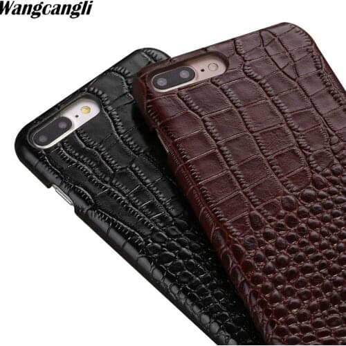 New business phone case for iPhone 7 crocodile pattern Genuine leather phone case half-pack mobile phone protection case