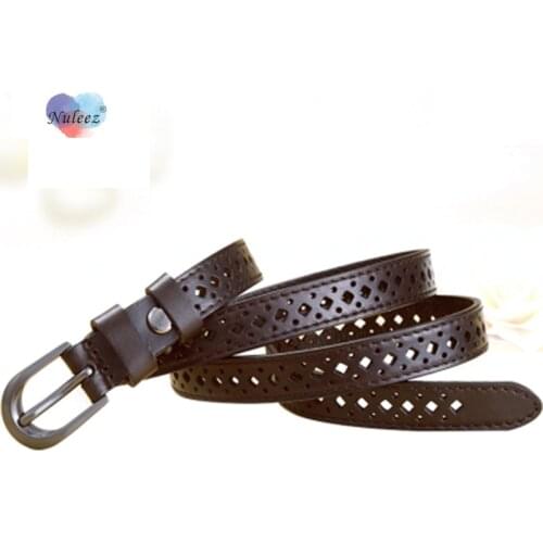 Nuleez No Perforating Needle Buckle Belt Real Cowhide Leather Women Belt Match-Able Chic Fashion Popular Apparel Accessories