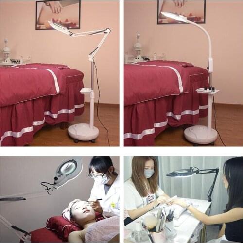 Tattoo 18X 120 LED Magnifier Floor Lamp Nail Art USB Cold Light Led Non-slip Equipment Clamp Glass Table Lamp for Beauty