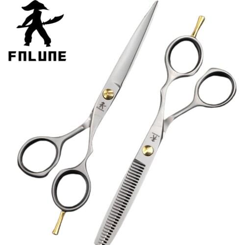 FnLune 6.0 Smoky Gray 9Cr18MoV Professional Hair Salon Scissors Barber Accessories Haircut Thinning Shear Hairdressing Scissors