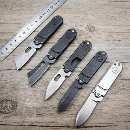 Dropshipping Mini outdoor folding pocket knife stainless steel stone washed key chain pendant shape knife EDC tool