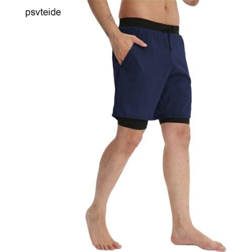 Male Shorts Crossfit Gym Short Homme Sweatpants Tennis Sports Men Bodybuilding 2 in 1 Shorts Elastic Compression Tights Workout