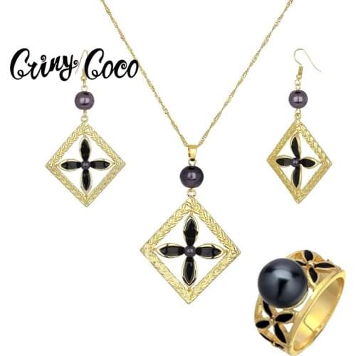 Sophiaxuan Hawaii Polynesian Golden Jewelry Sets Womens Trendy Drop Earrings and Necklaces Alloy Rings Jewellery Set 2021 Hot
