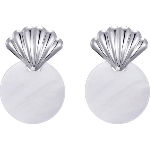 Fashion Stud Earrings for women Natural White Round Shell Earring Gold Silver Plated Boho Statement Earings Women Jewelry Gifts