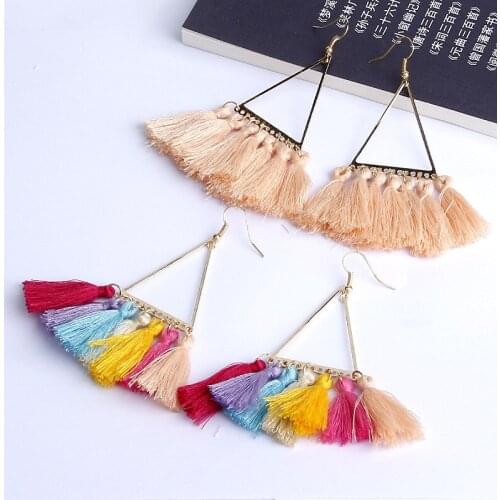 2019 Handmade Charm Jewelry Boho Vintage Alloy Tassel Earring Bohemian Long Fringed Earrings For Women Ethnic Drop Earrings