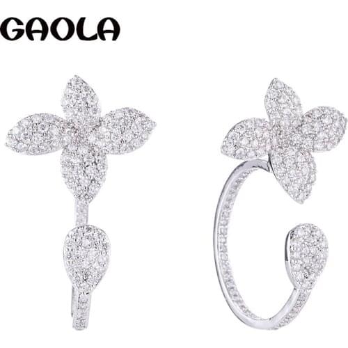 GAOLA New Luxury Clear Cubic Zircon Flower Shape Dangle Earrings Women Fashion Jewelry GLE8000