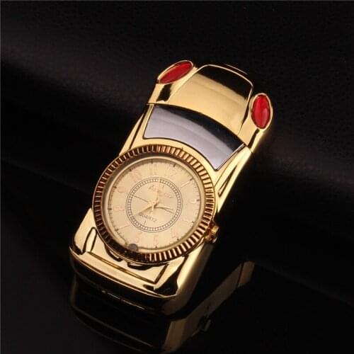 Gold Watch Turbo Gas Windproof Lighter Luxurious Jet Torch Lighter Cigar Cigarette Metal LED Lighter Inflated Gasoline Butane